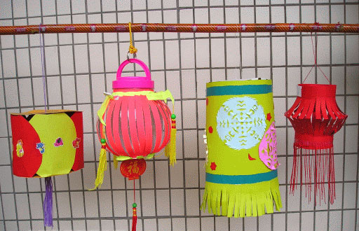 纸工--灯笼 - 幼儿园手工制作图片