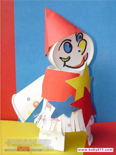 -纸杯娃娃(四)小丑_幼儿园手工制作图片