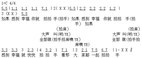 幸福拍手歌简谱_幸福拍手歌简谱歌谱