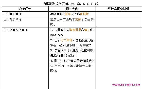 幼儿园大班拼音声母教学设计教案:学会23个声