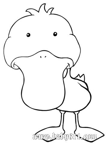 儿童涂色卡图片:小鸭子