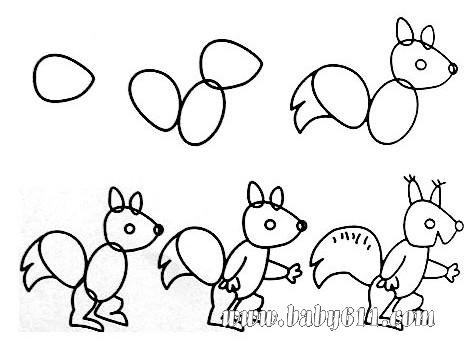 幼儿园大班简笔画:松鼠
