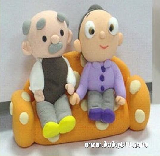 幼儿橡皮泥彩泥作品:爷爷奶奶