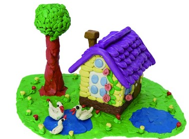 幼儿橡皮泥彩泥作品：小房子