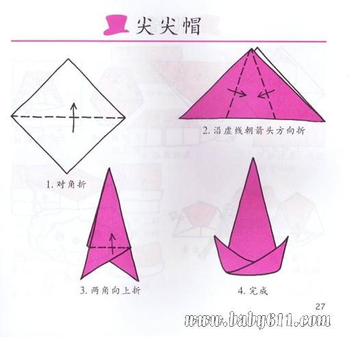 幼儿手工折纸:尖尖帽