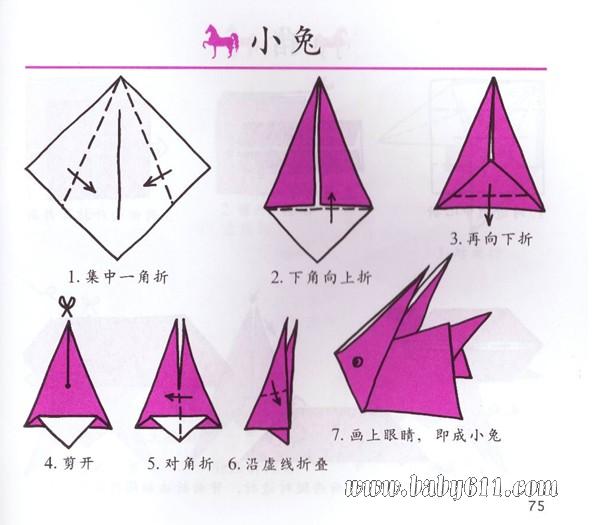 幼儿手工折纸:小兔