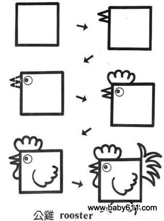 儿童益智简笔画:公鸡 rooster