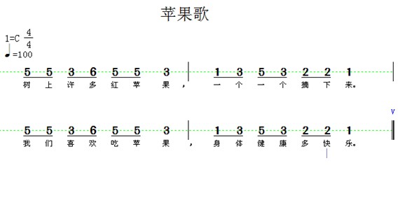 苹果树简谱_英文儿歌苹果树简谱