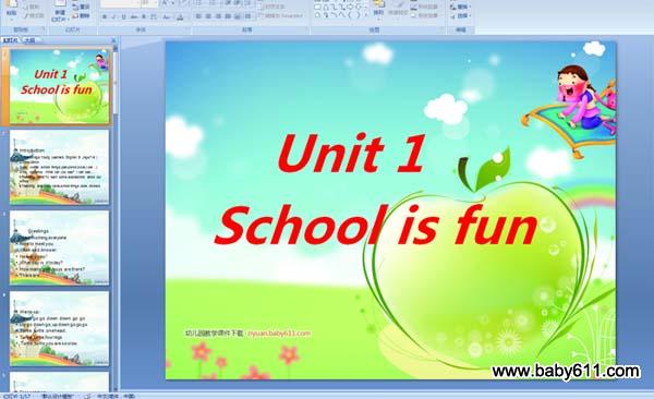 �����ٶ�Ӣ��Ԥ������:Unit1 School is fun