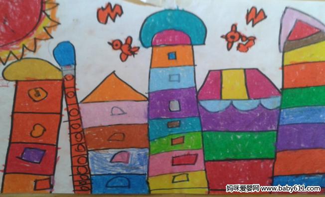 中班幼儿美术作品:快乐的房子