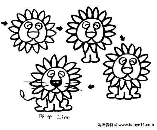 幼儿园简笔画：狮子