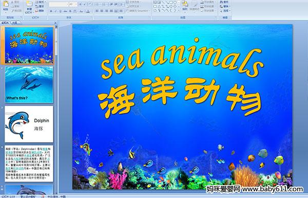 幼儿园大班英语《sea animals海洋动物》多媒
