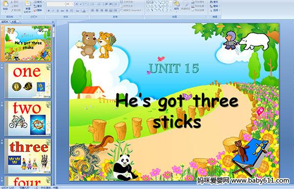 �����ٶ�Ӣ��Ԥ������UNIT15 He s got three sticks(PPT�μ�)