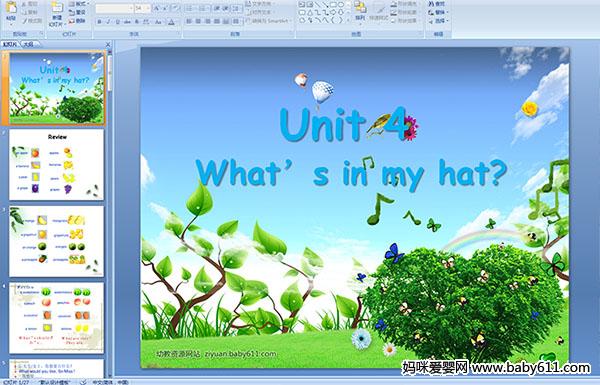 �����ٶ�Ӣ��һ��PPT�μ���Unit 4 What��s in my hat?
