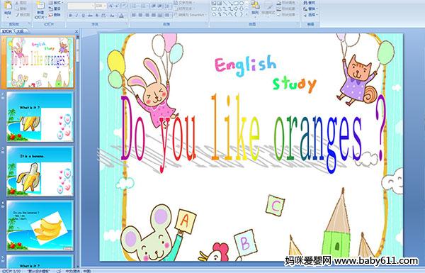 �����ٶ�Ӣ��PPT�μ���Do you like oranges ?